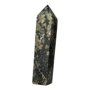 Polished Black Tourmaline Tower With Golden Pyrite Inclusions - 4.5 Inches